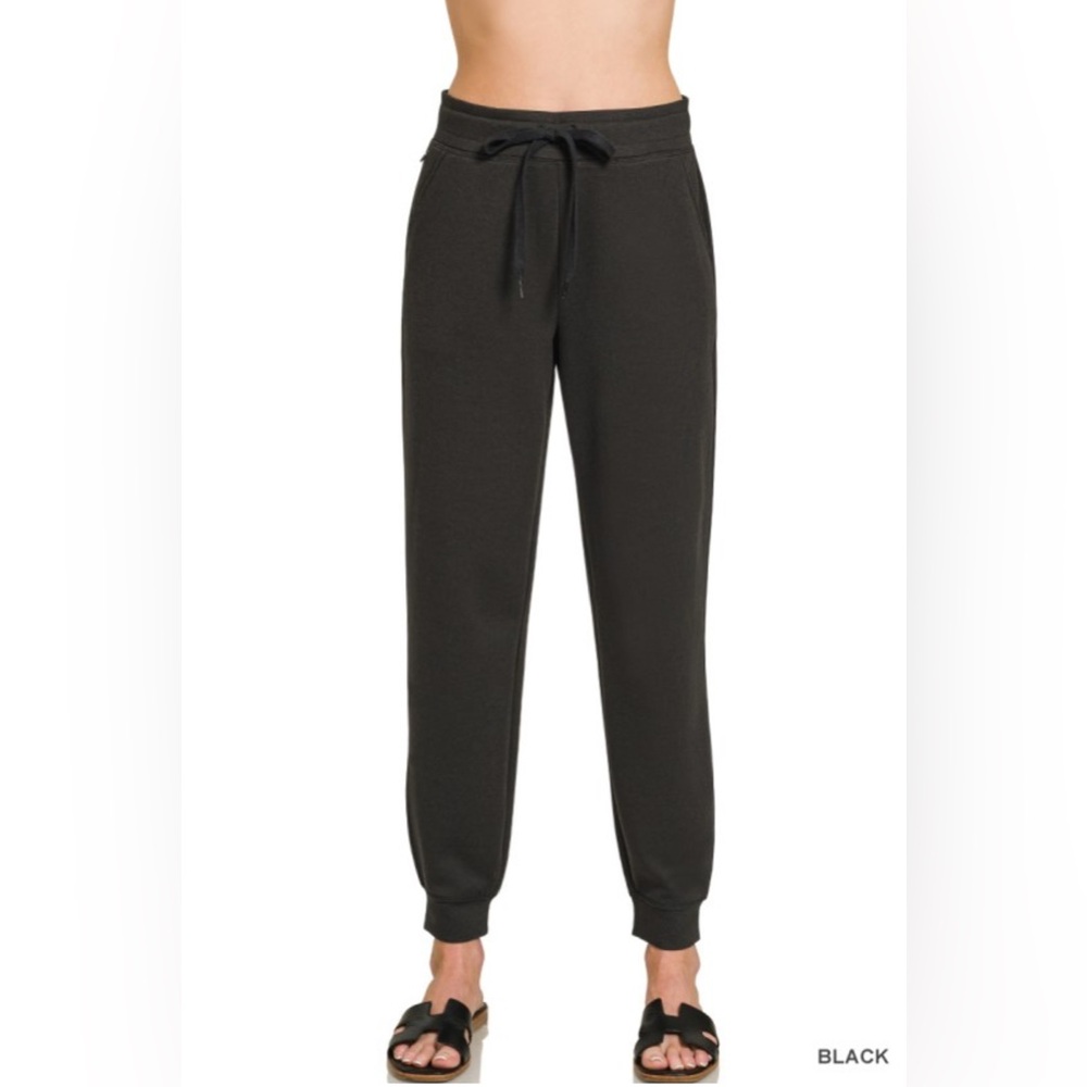 ZENANA BLACK SCUBA JOGGERS